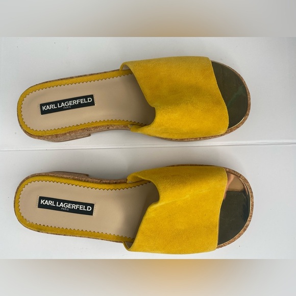 Karl Lagerfeld NWOT or Box Yellow Slide Sandals - Picture 4 of 9